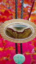 Load and play video in Gallery viewer, Epic Picture Jasper and Turquoise Double Slide Bolo Tie

