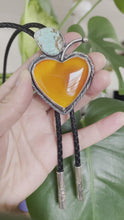 Load and play video in Gallery viewer, 100% of Sale to OPERATION OLIVE BRANCH - Beautiful Peach Bolo Tie in Carnelian and Turquoise with Sterling Accents
