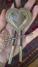 Load and play video in Gallery viewer, Agate Heart Bolo Tie in Brass
