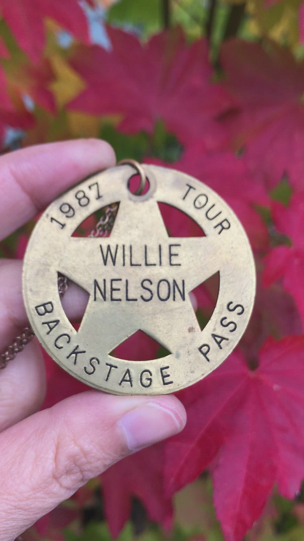 1987 Willie Nelson Brass Backstage Pass