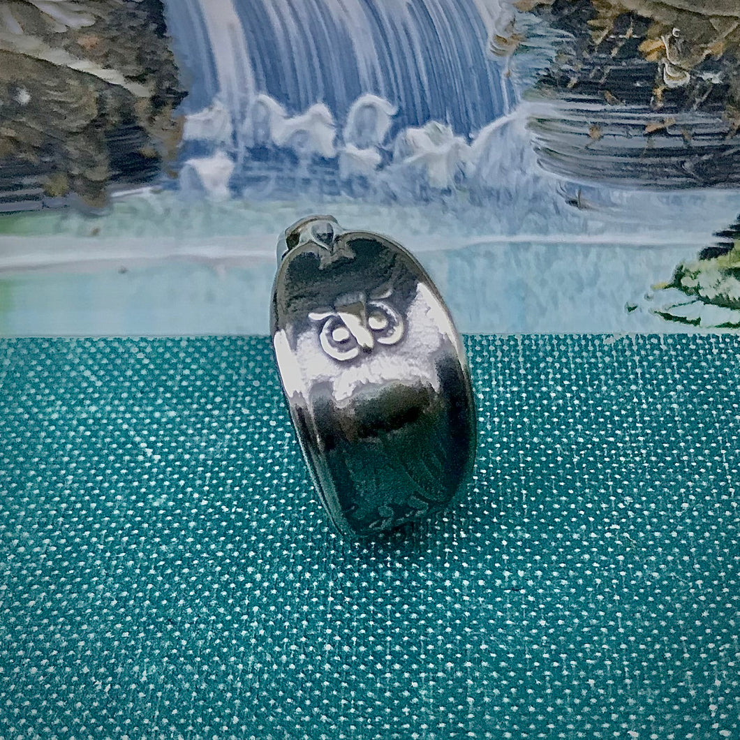 Dainty Owl Spoon Ring, Size 8.