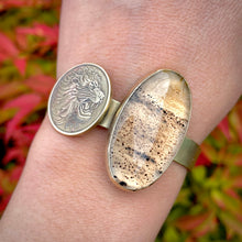 Load image into Gallery viewer, Montana Agate and Tiger Coin Cuff
