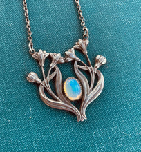 Load image into Gallery viewer, Art Nouveau Necklace in Sterling Silver with Ethiopian Fire Opal
