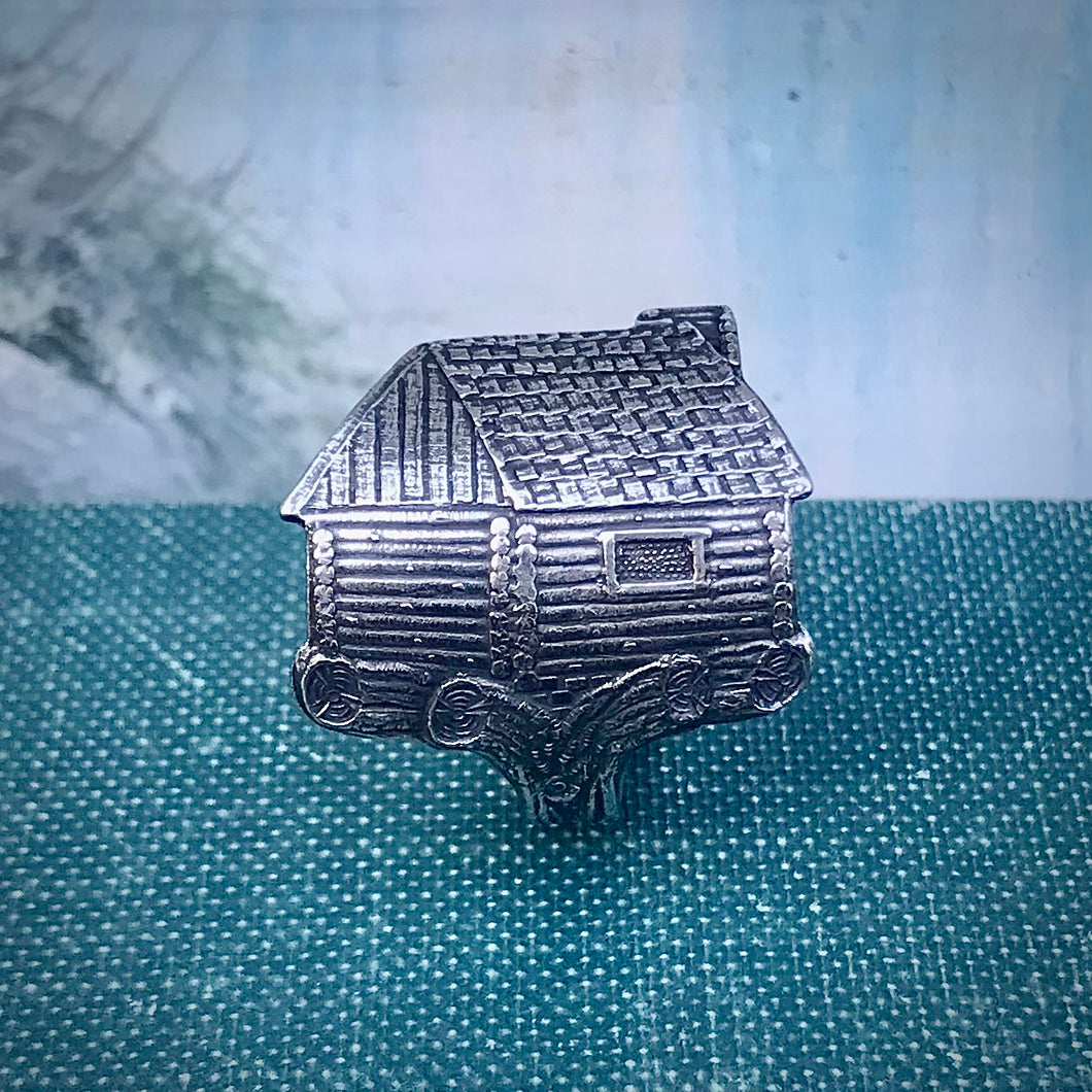 Log Cabin Spoon Ring Made from Antique Maple Syrup Spoon