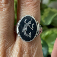 Load image into Gallery viewer, Amazing Reversible Elephant / Mermaid Vintage Thai Siam Niello Ring, Size 9.25
