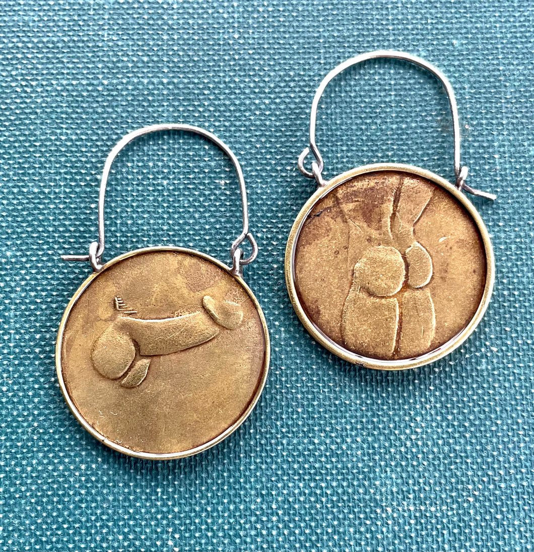 MADE TO ORDER Peep Show Token Earrings, Available with BREASTS or PENIS